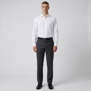 Zanella Platinum Parker Pants Men's 36x30 Gray Wool Stretch Dress Trousers Italy